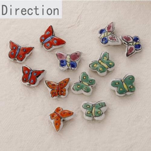 Lovely Japanese style simple strokes ceramic butterfly loose beads diy bracelet ear jewelry necklace beaded accessory material