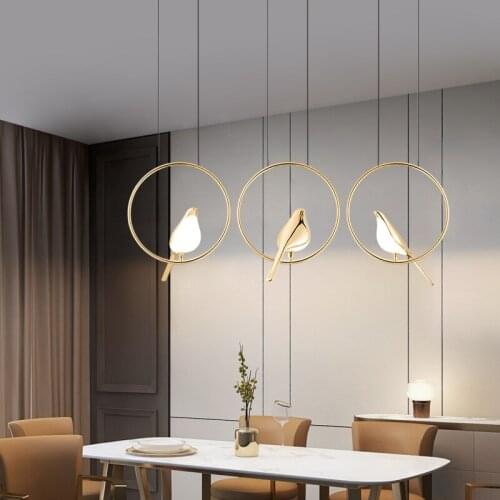 Nordic Gold Alloy Bird Light Chandelier Light Fixture 4000k LED 6 lamps Dining Room Lustre 110v 220v Bird Hanging Lamp Luminaire