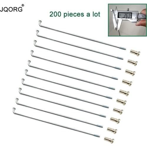 200 Pieces A Lot 12 G Diameter 2.6 mm J-bend Electric Bike Spokes 45 # Steel Material Equal Diameter Sliver Color E-bike Spokes