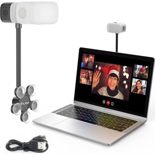 VIJIM CL12 Video Conference Light with Suction Cup 5600K Soft Light with Diffuser for iPad Smartphone Computer Photography Light