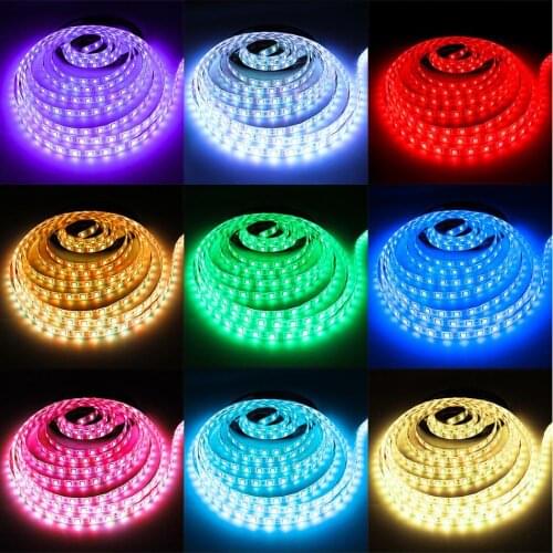 HobbyLane LED 5050 30 LED/M Colorful RGB Strip Light Set 12V 5M High Bright Low Voltage LED Light EU US Plug