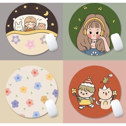 Comfortable Round Mouse Pad Cute Series Mat Desktop Non-slip Rubber Pad PC Mouse Pad Round Desk Gamer Gaming Mat For PC Laptop