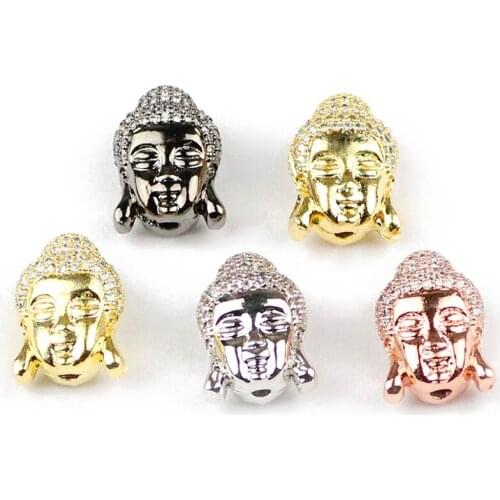 YHBZRET Two-faced Buddha head Pendant Copper Spacer beads micro Pave CZ Charms Loose beads Jewelry making bracelet DIY Findings