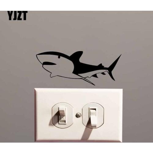 YJZT Animal Shark Switch Sticker Vinyl Wall Decal Creative Cartoon Home Decoration Modern Art S19-0089