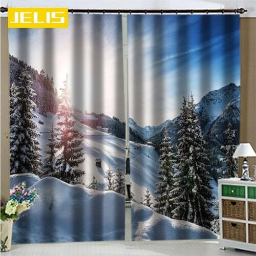 Snow Mountain Landscape Curtain Blackout Curtain for Living Room Bedroom Blinds Window Treatments Backdrop Curtains Custom Made