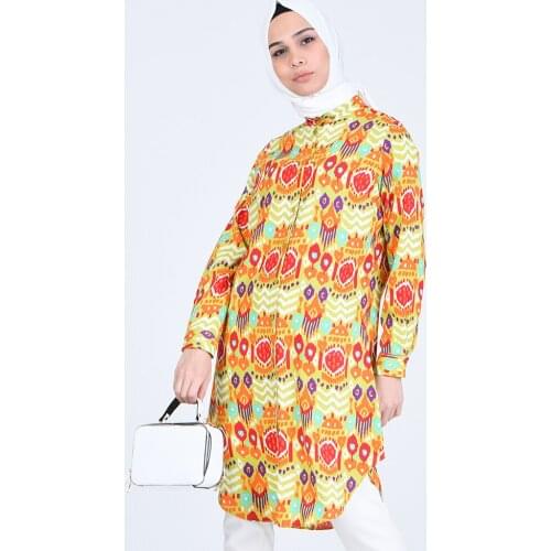 Minahill Patterned Viscose Tunic 6455-02 Green 6455-02