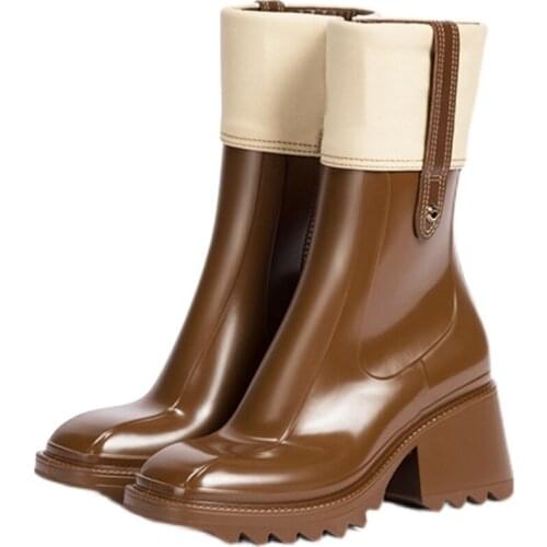 2021 New Ankle Boots For Women Square Toe Platform Shoes Women Chunky High Heels Chelsea Boots Women Side Zipper Botines Mujer