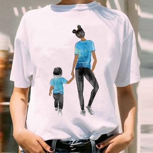 Women Graphic Love Sweet Boy Cute Son Style Short Sleeve Mom Mama Mother Cartoon Print Female Clothes Tops Tees Tshirt T-Shirt