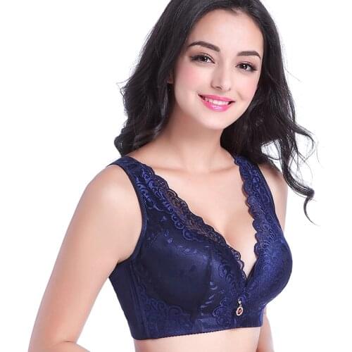 Wire Free Bras Big Size Push Up Brassiere for Women Vest Lace Plus Size Bras 75 to 120CDE Push Up Bras for Women White Black Red