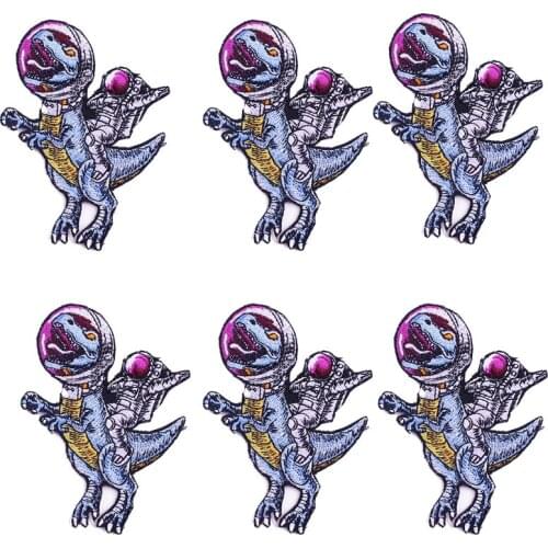10Pcs/Set Dinosaur Patches For Clothing Iron On Embroidered Patches On Clothes Astronaut Patch Stripes For Jacket Appliques
