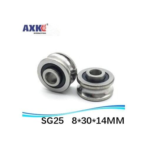10PCS SG25 2RS U Groove pulley ball bearings 8*30*14 mm Track guide roller bearing SG8RS (Precision double row balls) ABEC-5