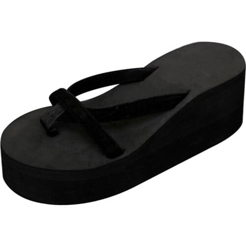 2021 Women Slippers Fashion Summer High Heel Slippers Beach Flops Slipper Platform Beach Shoes Sandals Non-slip Feet