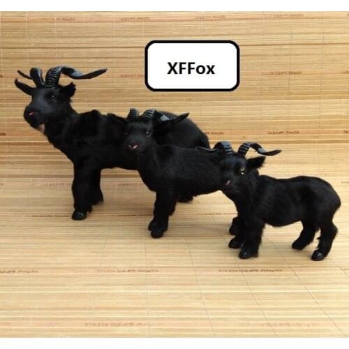 3 pieces a set simulation black goat models polyethylene&furs real life sheep dolls gift about 19-38cm xf2106
