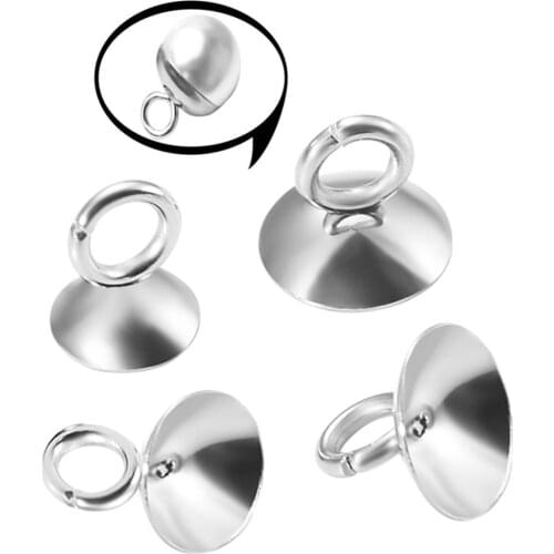 30pcs 6/8mm Stainless Steel cap Connector clasp for diy glassglobe vials bottles bead lid DIY Making Jewelry Findings