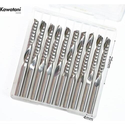 4mm*25mm-10pcs,CNC machine solid carbide End Mill,Germany tungsten steel 1 flute spiral milling cutter,wood,PVC,MDF router Bit