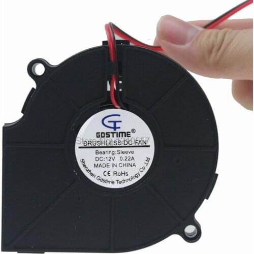 50 PCS LOT Gdstime DC 12V 2Pin 70mm 75mm x 15mm 7cm Centrifugal Exhaust Cooling Blower Fan