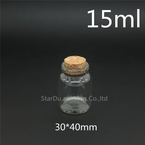 500pcs/lot 15ml 30*40mm Wishing Glass Bottle with Cork ,High-quality 15cc Glass Vials Display Bottle Wholesale