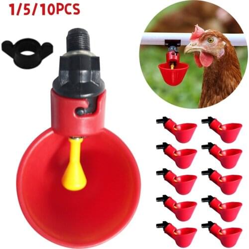 5/10Pcs Chicken Quail Automatic Drinker Hanging Water Cups Nipple Drinking Bowl Birds Bowl Drinker Cups for Backyard Poultry