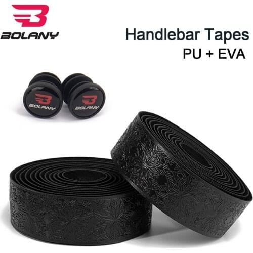 Bolany Bike PU Snowflake Handlebar Tapes With Bar Plugs Soft leather Anti-slip EVA Belt Cork Road Bicycle Accessories