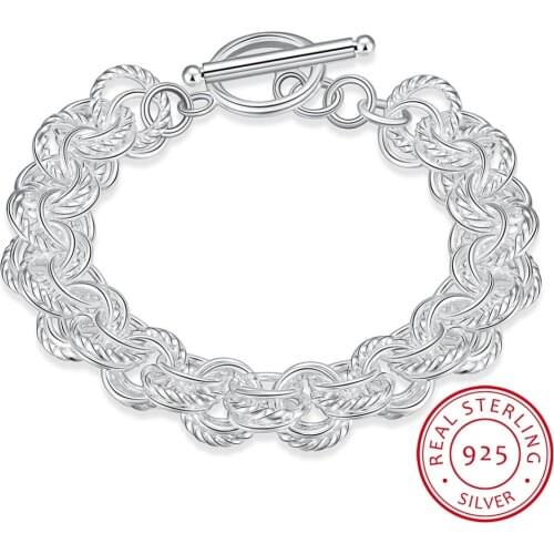 925 Sterling Silver Bracelets & Bangles For Women Bracelet Round Circle Chain Bracelets Best Gift