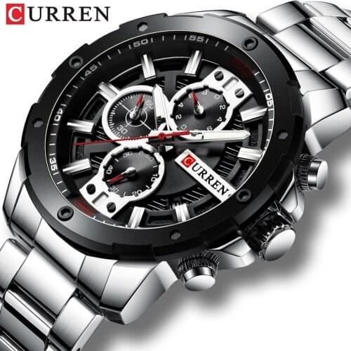 CURREN Luxury Quartz Wristwatch Men Sport Watches Relogio Masculino 8336 Stainless Steel Band Chronograph Clock Male Waterproof