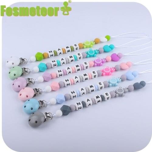 Fosmeteor Baby Pacifier Chain Holder Dummy Chain Eco Sea Turtle Teether Beads Chewing Shower Teether Toys Personalized Gifts