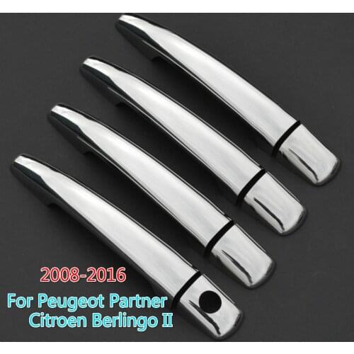 FUNDUOO For Peugeot Partner Citroen Berlingo II 2008-2016 Chrome Car Door Handle Cover Trim Sticker Car Styling