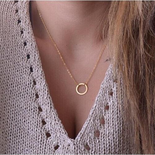Circle Pendants Necklaces Eternity Collares Minimalist Jewelry Dainty Forever Women Necklace Gift Exo Statement Necklace
