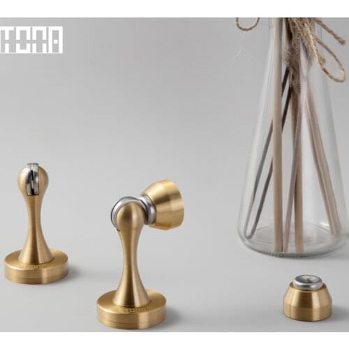 TONA Pure copper door suction Magnetic door stop Furniture Hardware Accessor Door Holder Bedroom Floor Catch Pure copper