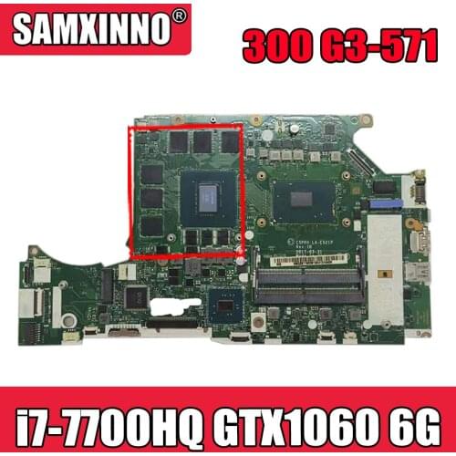 For Acer Predator Helios 300 G3-571 Laptop motherboard NB.Q2B11.001 NBQ2B11001 i7-7700HQ GPU GTX1060 6G C5PRH LA-E921P Mainboard