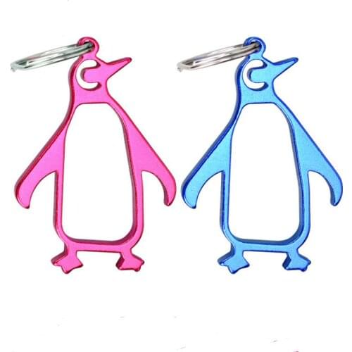Creative Promotional Gift Penguin Metal Bottle Opener Can Opener with Keyring Beer Opener Keychain LX8389