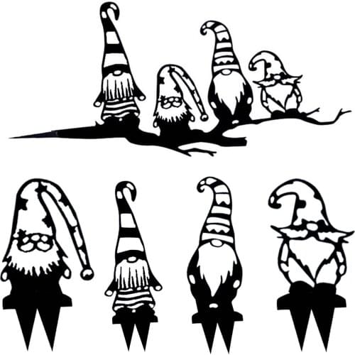 Metal Branch Gnome Garden Decoration Sign Home Lawn Yard Decor Art Sculpture Garden Statue Easter Spring Decoration Halloween