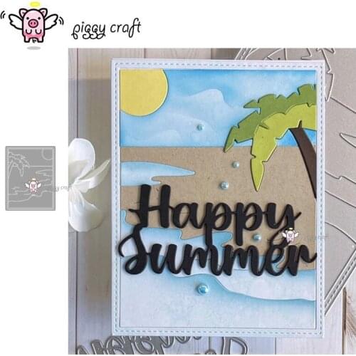 Piggy Craft metal cutting dies cut die mold Summer vacation frame Scrapbook paper craft knife mould blade punch stencils dies