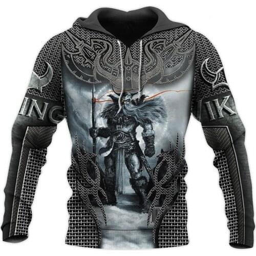 Mens and womens casual zipper hoodie 3D full print Armor Viking hoodie fashion autumn and winter street sweatshirt