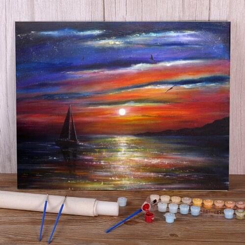 Natural Scenery Sunset Journey Coloring By Numbers Painting Set Acrylic Paints 50*70 Boards By Numbers Handmade Drawing