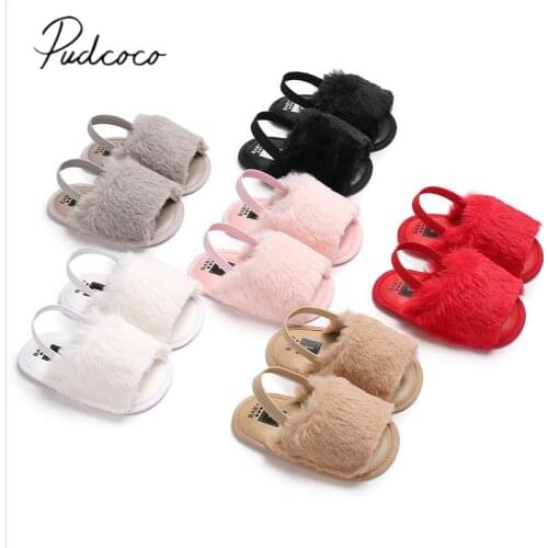 2018 Brand New Newborn Toddler Baby Girls Summer Sandal Shoes 6 Style Fur Solid Flat With Heel Outfit 0-18M Baby Shoes