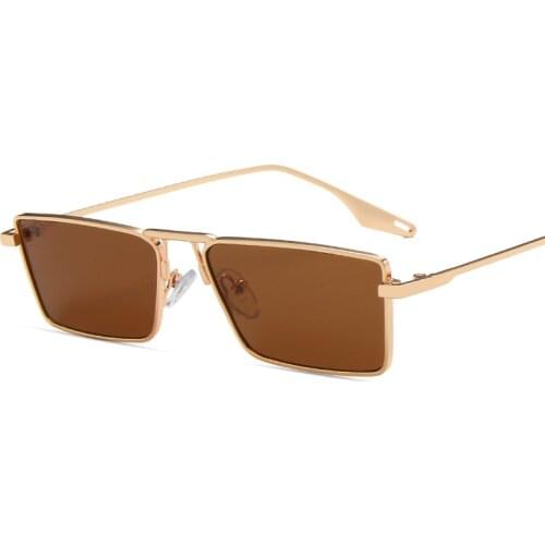 2021 New Trendy Narrow Frame Sunglasses Men Super Small Frame Korean Fashion Women Olive Green Lens Sunglasses