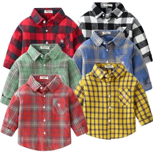 2021 New Arrival Shirts Childrens Clothing Baby Boys Cute Blouse Kids Casual Long Sleeve Plaid Shirt Camisa Cuadros Bebe