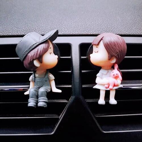 Boy Girl Lovers Car Air Freshener Cartoon Couple Air Vent Clip Cute Car Accessories Interior Aromatherapy Diffuser Ornament Gift