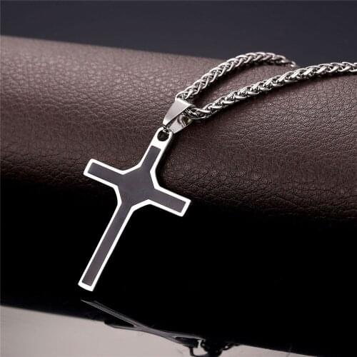 Collare Cross Necklaces & Pendants Stainless Steel With Enamel Pendent Necklace Woman Men Jewelry Christmas Gift Wholesale P964