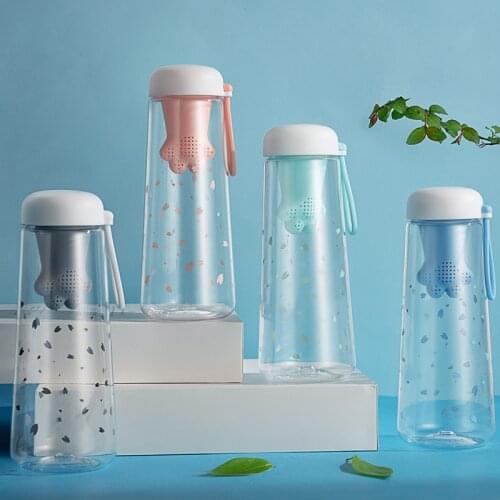 Plastic bpa free water bottle pink tea infuser bottles waterbottle cute for girls kawaii smart drinking clear botellas para agua