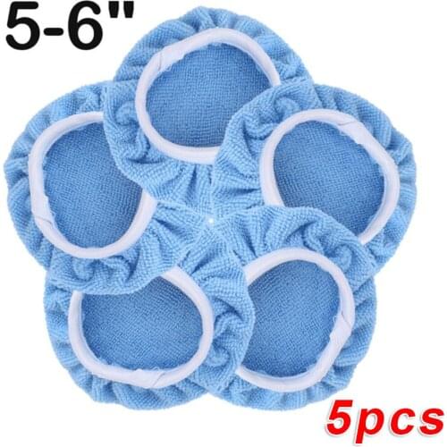 Polishing Pad Cover 5PCS Microfiber Car Polishing Waxing Polisher Bonnet Buffing Pad Cover 5inch 6inch 7inch 8inch 9inch10inch