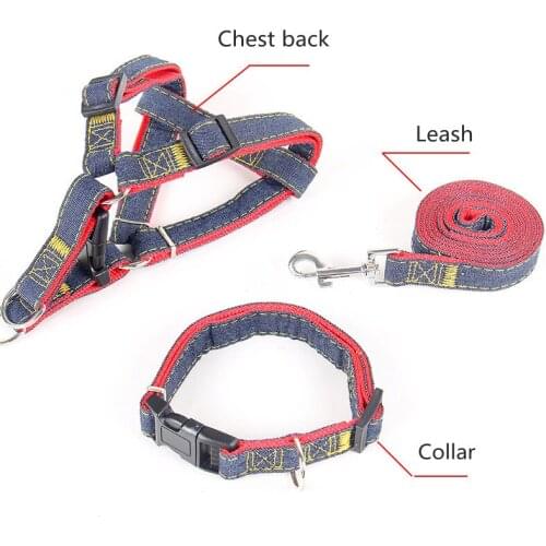 Durable and comfortable Pet Hand Holding Rope Denim Chest Strap Dog Traction Collar Dog Leash Pet Products dog harness