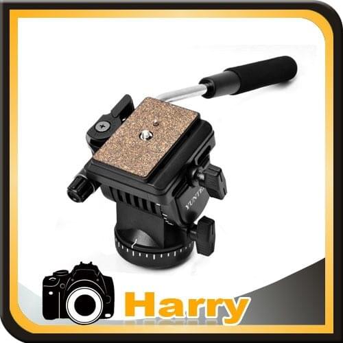 Professional Fluid Drag Tilt Pan Damping Head Video DSLR Camera Tripod Head with Handle Two Quick Release Plates