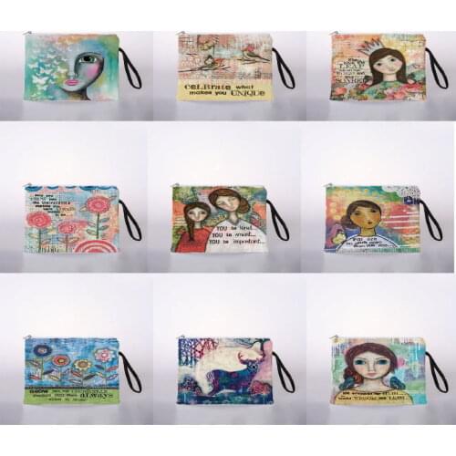 Simple girl pocket cute cosmetic makeup bag travel zipper cosmetics pencil wallet organizer bag wallet handbag