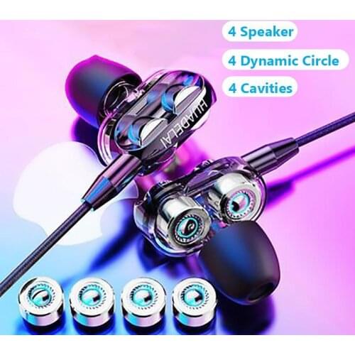 A4 Dual-moving-coil Stereo Wired Earphone High Bass 6D Stereo In-Ear Earphones Earbuds Sport Earphones For Samsung Xiaomi Huawei