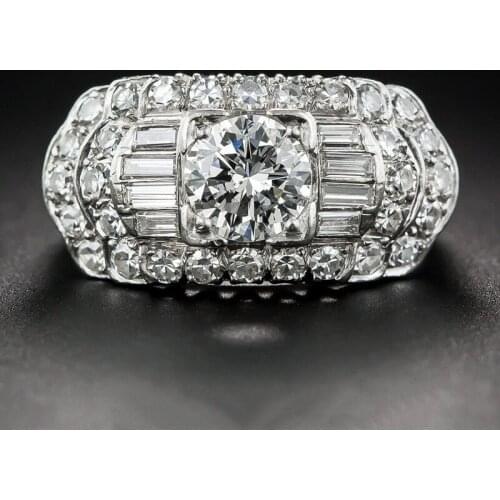 Luxury Silver Color Ring For Women Classic Fashion Cubic Zirconia RIng Party Wedding Engagement Band Jewelry Gift