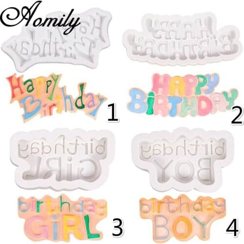 Aomily Happy Birthday Cake Molds Baking Pastry Chocolate Candy Jelly Birthday Cake Decorative Silicone Molds Baking Accessories