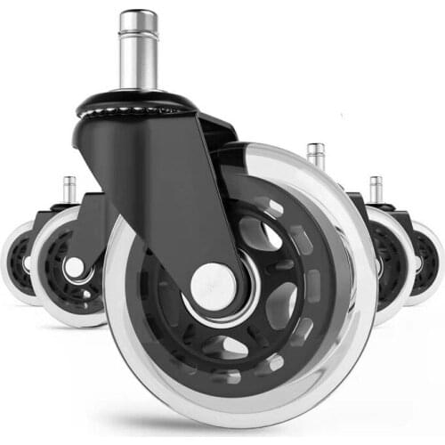 5 Pcs/Lot 2.5 Inch / 3 Inch M10/M11Caster Circlip Black Transparent Wheel Stick Pu Caster Silent Universal Office Chair