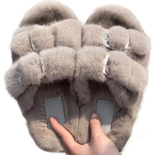 100% Real Mink Slippers Ladies Fur Rainbow Slippers Cute Fur Slippers Women Home Indoor Slippers